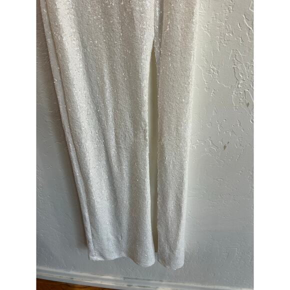B. Smart White Sequin Gown with Slit & Adjustable Straps — Size 3/4, NWOT - Picture 6 of 16